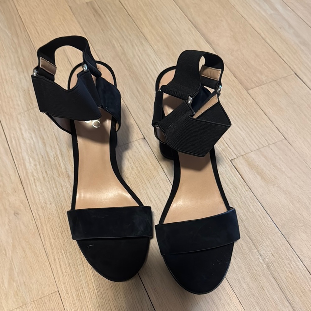 Franco Sarto Black Strappy Sandals with Block Heel
